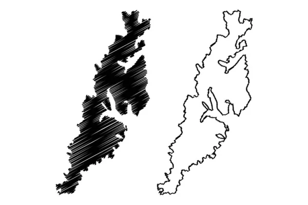 Moskenesoya Island Kingdom Norway Lofoten Archislands Ago Map Vector Illustration — 图库矢量图片