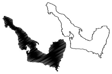 Normanby Adası (Papua Yeni Gine, D 'Entrecasteaux Adaları Takımadaları) harita vektör çizimi, çizim Normanby haritası