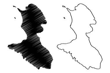 Olib adası (Hırvatistan Cumhuriyeti, Adriyatik Denizi) harita vektör çizimi, çizim Olib haritası