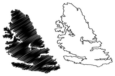 Otava adası (Finlandiya Cumhuriyeti, Archipelago Denizi) harita vektör çizimi, çizim Otava haritası