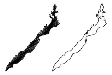 Palawan adası (Güneydoğu Asya, Filipinler Cumhuriyeti, Filipin adaları veya takımada) harita vektör çizimi, çizim Palawan haritası