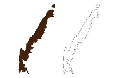 Kastos adası (Yunan Cumhuriyeti, Yunanistan, Yunan adası, İyon Adaları) harita vektör çizimi, çizim Kastos haritası