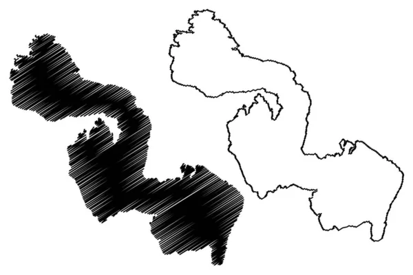 オテロイ島 ノルウェー王国 地図ベクトル図 スクリプトスケッチオテロイ島地図 — ストックベクタ