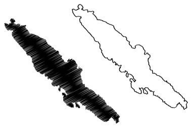 Pasman Adası (Hırvatistan Cumhuriyeti, Adriyatik Denizi) harita vektör çizimi, çizim haritası