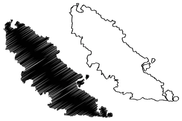 Ilha Paxi Ilhas Jónicas República Helénica Grécia Mapa Ilustração Vetorial —  Vetores de Stock