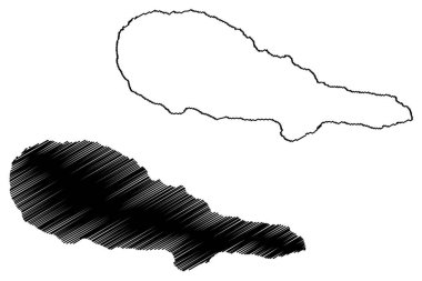 Pico Adası (Azores Archipelago, Portekiz, Portekiz Cumhuriyeti) harita vektör çizimi, çizim Ilha Preta veya Kara Ada haritası