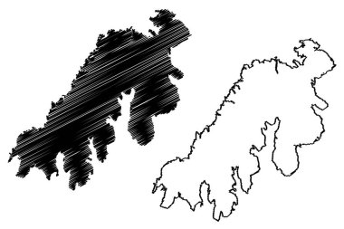 Prens Patrick Adası (Kanada, Kuzey Amerika, Kraliçe Elizabeth Adaları, Arktik Takımadaları) harita vektör çizimi, karalama çizimi Prens Patrick haritası