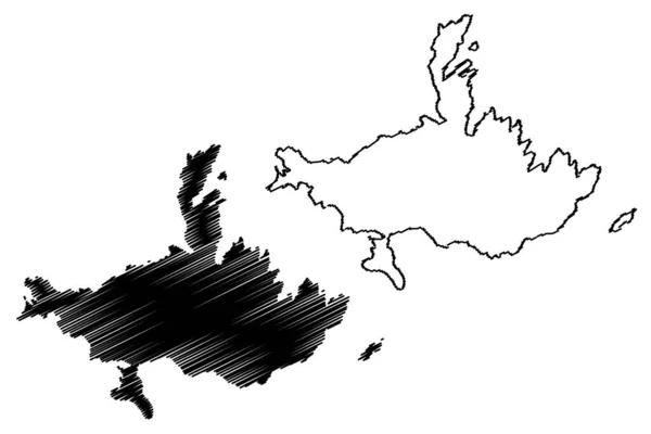 Карта Острова Порос Греция Греция Аттика Векторная Иллюстрация Каракули — стоковый вектор