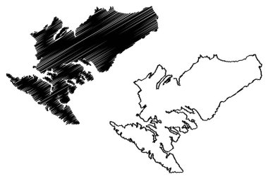 Riesco Adası (Şili Cumhuriyeti, Güney ve Latin Amerika) harita vektör çizimi, çizim Isla Riesco haritası