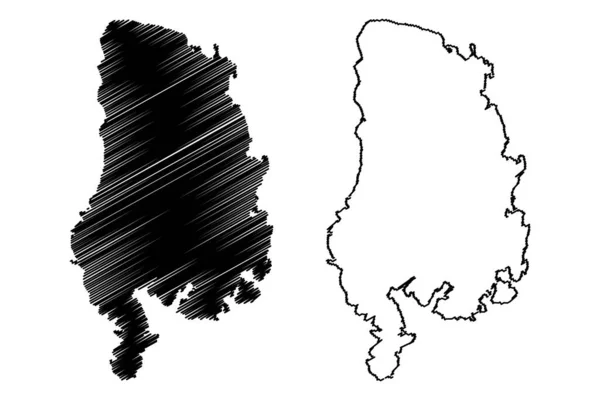 Insel Reksteren Königreich Norwegen Kartenvektorillustration Kritzelskizze Karte Reksteren — Stockvektor