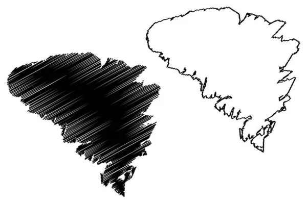 Auflösung Insel Kanada Nunavut Territory Nordamerika Kartenvektorillustration Kritzelskizze Auflösungskarte — Stockvektor