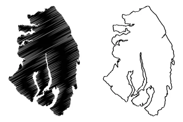 Revillagigedo島 アメリカ アメリカ アラスカ アメリカ アレクサンダー諸島 地図ベクトル図 スクリブルスケッチRevilla Map — ストックベクタ