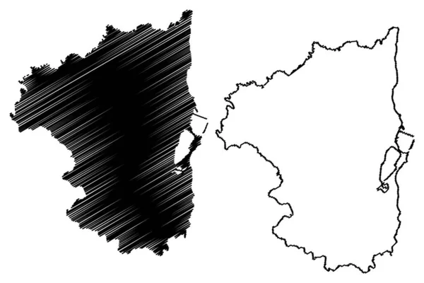 San Pietro Ostrov Sardinie Italská Republika Itálie Mapa Vektorové Ilustrace — Stockový vektor