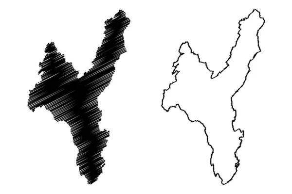 Sandhornoya Νησί Βασίλειο Της Νορβηγίας Χάρτη Διανυσματική Απεικόνιση Scribble Σκίτσο — Διανυσματικό Αρχείο