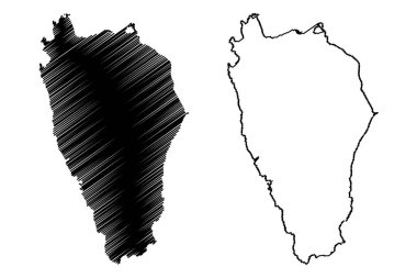 Sant Antioco (Sardunya, İtalya Cumhuriyeti, İtalya) harita vektör çizimi, çizim Sant 'Antioco haritası