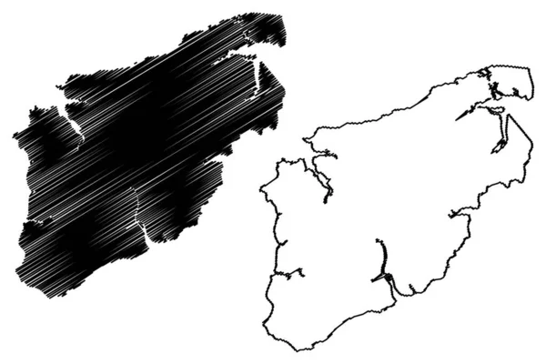 サンルイス島 ブラジル連邦共和国 サンパウロ 地図ベクトル図 スケッチブック Upaon Acu Maranhao Island Map — ストックベクタ
