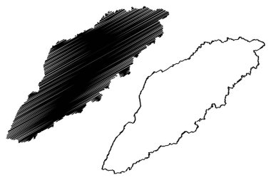 Sikinos Adası (Yunanistan Cumhuriyeti, Yunanistan, Yunanistan) harita vektör illüstrasyonu, çizim Oenoe veya Oinoe haritası