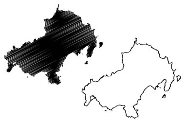 Skiathos adası (Yunanistan Cumhuriyeti, Yunanistan, Yunan adası, Ege Denizi) harita vektör çizimi, çizim Skiathos haritası