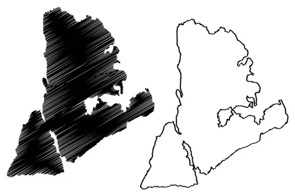 Векторная Иллюстрация Карты Острова Скогероя Королевство Норвегия Каракули Карте Саллана — стоковый вектор