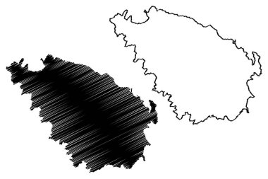 Spetses Adası (Yunanistan Cumhuriyeti, Yunanistan, Attica) harita vektör illüstrasyonu, çizim haritası