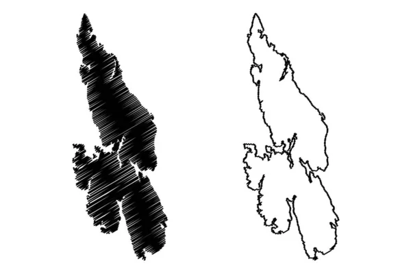 Sotra Island Kingdom Norway Map Vector Illustration Scribble Sketch Store — Stock Vector
