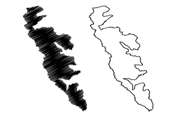 苏杜罗伊岛 丹麦王国 法罗群岛 地图矢量图解 素描图 — 图库矢量图片