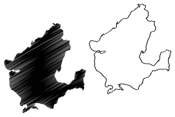 Ilha Tasinge Reino Dinamarca Mapa Ilustração Vetorial Esboço Rabiscos Mapa — Vetor de Stock