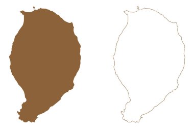 Corvo Adası (Azores Takımadası, Portekiz, Portekiz Cumhuriyeti) harita vektör çizimi, çizim Ilha do Corvo haritası