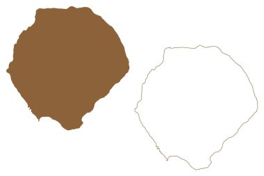 Tristan da Cunha Adası (Büyük Britanya ve Kuzey İrlanda Birleşik Krallığı, Saint Helena, Ascension ve Tristan da Cunha 'nın kurucu parçası) harita vektör çizimi, çizim çizimi Tristan haritası