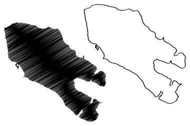 Traill Adası (Danimarka Krallığı, Grönland, Kuzey Amerika) harita vektör çizimi, çizim çizimi çizimi Traill haritası