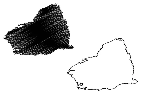 Wyspa Tustna Królestwo Norwegii Mapa Wektor Ilustracja Skecz Bazgroły Tustna — Wektor stockowy