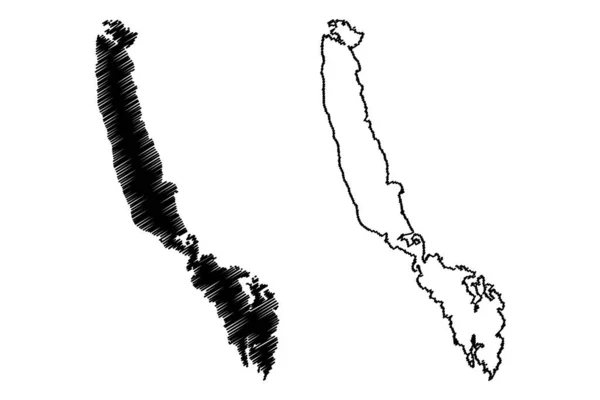 Ilha Vaddo Reino Suécia Mapa Ilustração Vetorial Scribble Esboço Mapa — Vetor de Stock