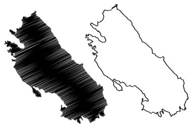 Vaygach Adası (Rusya, Rusya Federasyonu, Arkhangelsk Oblastı) harita vektör çizimi, çizim Vaygach haritası