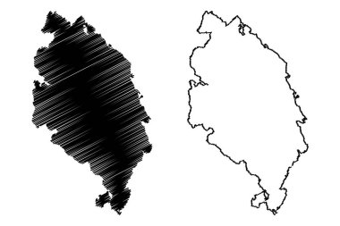 Vestre Bokn Adası (Norveç Krallığı) harita vektör illüstrasyonu, çizim Vestre Bokn haritası
