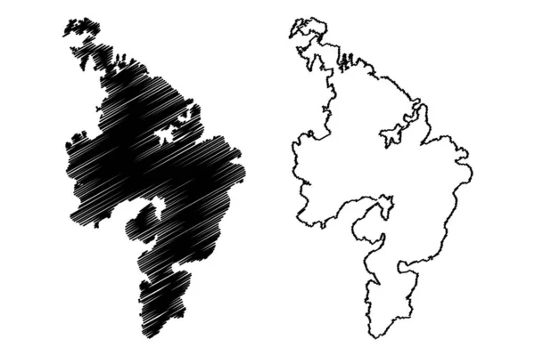 Ilha Vardo República Finlândia Ilhas Aland Mapa Ilustração Vetorial Scribble — Vetor de Stock