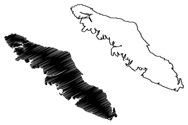 Vancouver Adası (Kanada, British Columbia Eyaleti, Kuzey Amerika) harita vektör çizimi, karalama çizimi Vancouver haritası