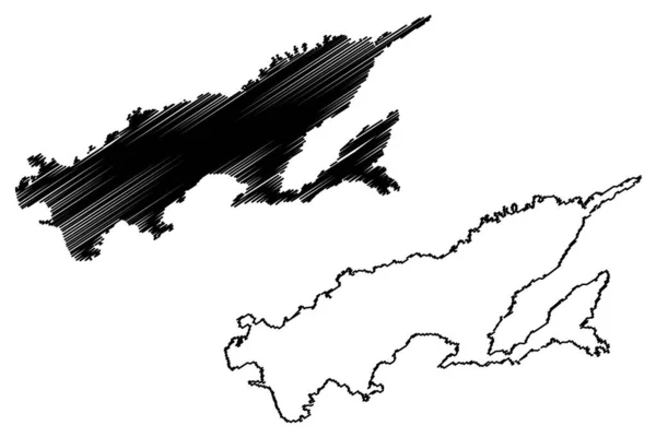 萨德尔伍德岛 斐济共和国 美拉尼西亚 地图矢量图解 速写草图 — 图库矢量图片