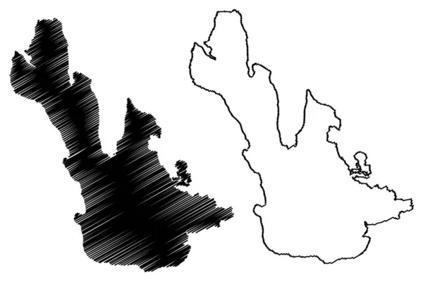 ヴァンナ島 ノルウェー王国 トロムス 地図ベクトル図 スケッチブック Vannya地図 — ストックベクタ