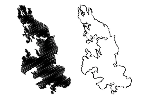 Île Vartsala République Finlande Illustration Vectorielle Carte Croquis Croquis Vartsala — Image vectorielle