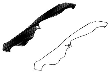 Vlieland Adası (Hollanda Krallığı, Batı Frizya Adaları) harita vektör çizimi, karalama çizimi Vlieland haritası