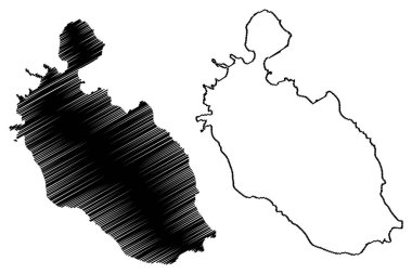 Vulcano Adası (Aeolian Adaları, İtalya Cumhuriyeti, İtalya) harita vektör çizimi, çizim Isola del Vulcan haritası