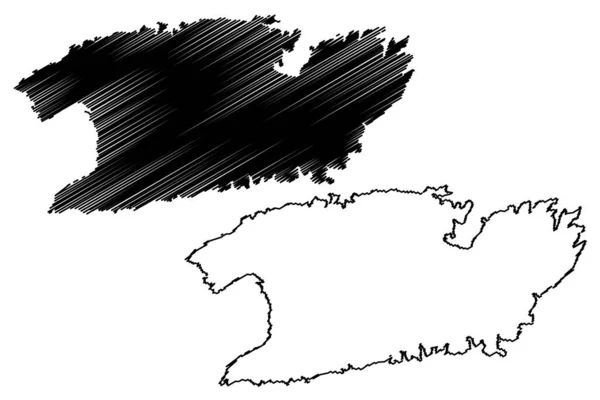 ヴィス島 クロアチア共和国 ダルマチア諸島 アドリア海 地図ベクトル図 スクリブル スケッチヴィス島地図 — ストックベクタ