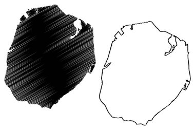 Xiamen Adası (Çin Halk Cumhuriyeti, PRC) harita vektör illüstrasyonu, çizim Amoy haritası