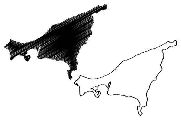 Векторная Иллюстрация Острова Волин Балтийское Море Республика Польша Каракули Карта — стоковый вектор