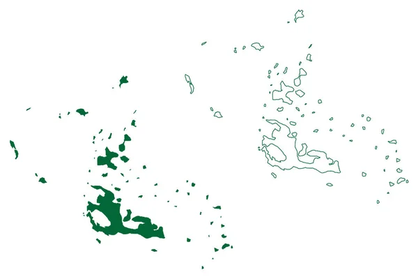 Archipiélago Dahlak Estado Eritrea Mar Rojo Mapa Vector Ilustración Garabato — Vector de stock