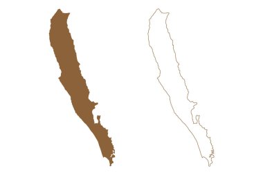 Dirk Hartog Adası (Batı Avustralya, Avustralya Cumhuriyeti, Hint Okyanusu) harita vektör çizimi, çizim çizimi Dirk Hartog haritası