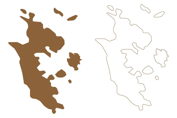强大的岛屿 西澳大利亚 澳大利亚联邦 布坎宁群岛 印度洋 地图矢量图解 速写草图 — 图库矢量图片