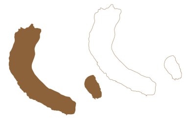 Teressa ve Bompuka Adası (Hindistan Cumhuriyeti, Nicobar Archipelago, Hint Okyanusu) harita vektör çizimi, karalama çizimi Tarasa Dwip, Luroo, Poahat haritası