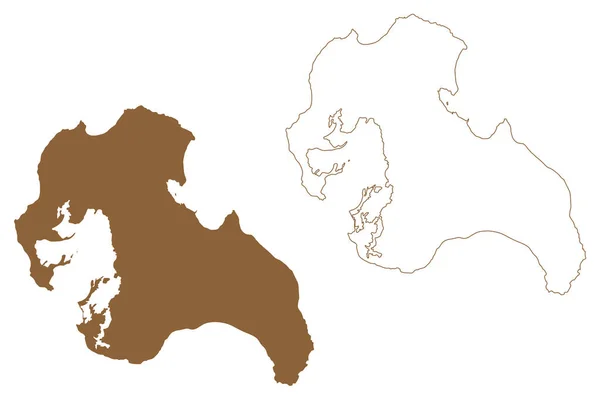 Katchal Island República Índia Arquipélago Nicobar Oceano Índico Mapa Ilustração —  Vetores de Stock