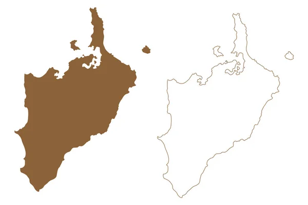 リトル ニコバル島 インド共和国 ニコバル諸島 インド洋 地図ベクトル図 スケッチブル スケッチオン地図 — ストックベクタ